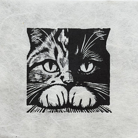 Chimera Mini Cat - Original Handmade Linocut Print of a Cat